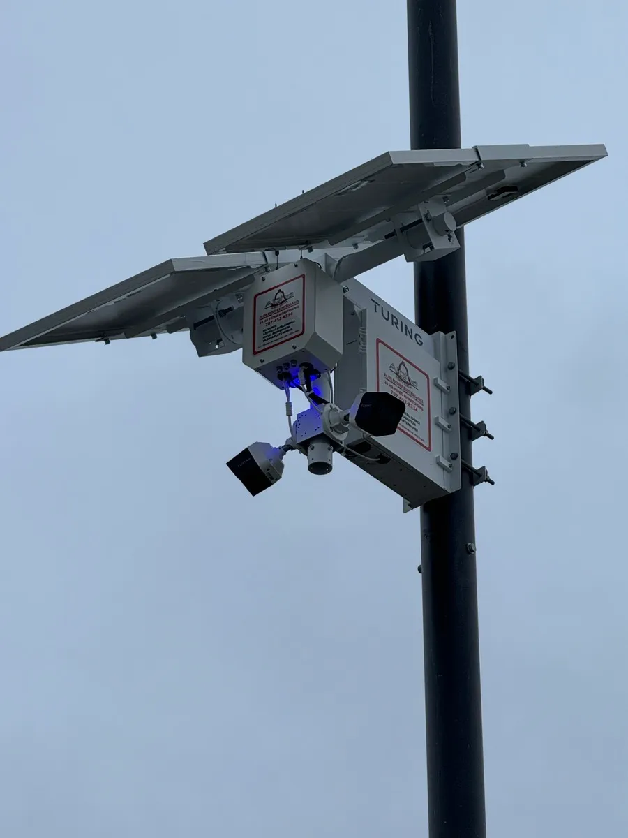 Solar-Shield solar-powered camera unit deployed on site